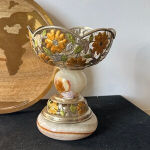 Vintage Ornate Silver and Gold Floral bowl.